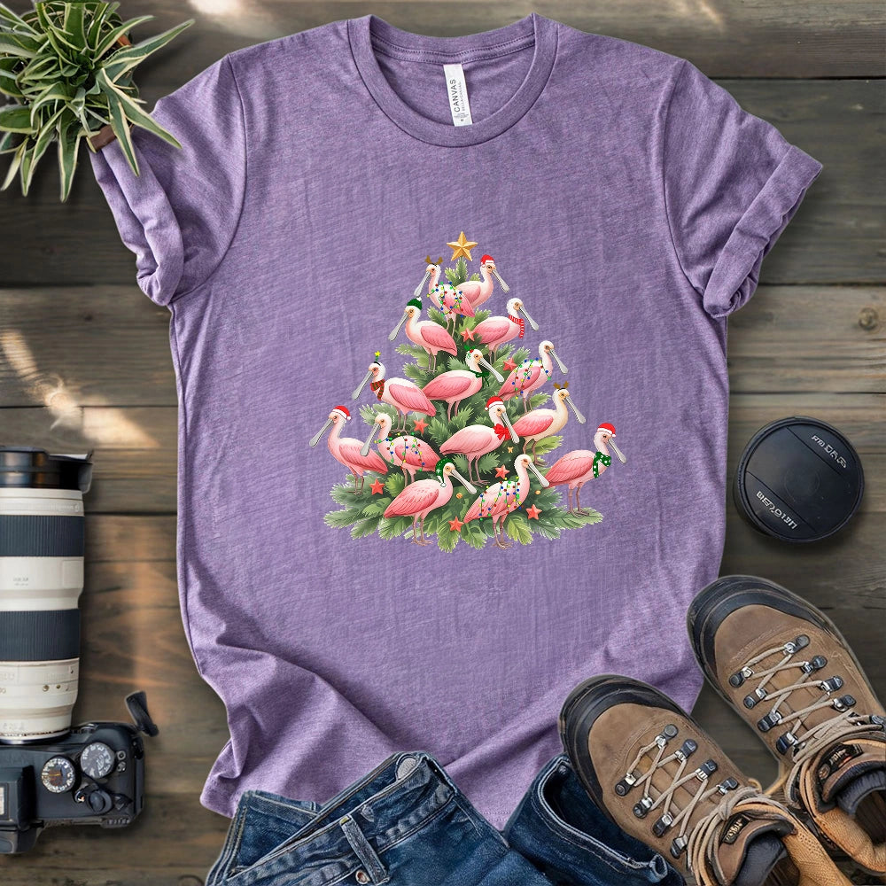 Spoonbill Christmas Tree T-shirt