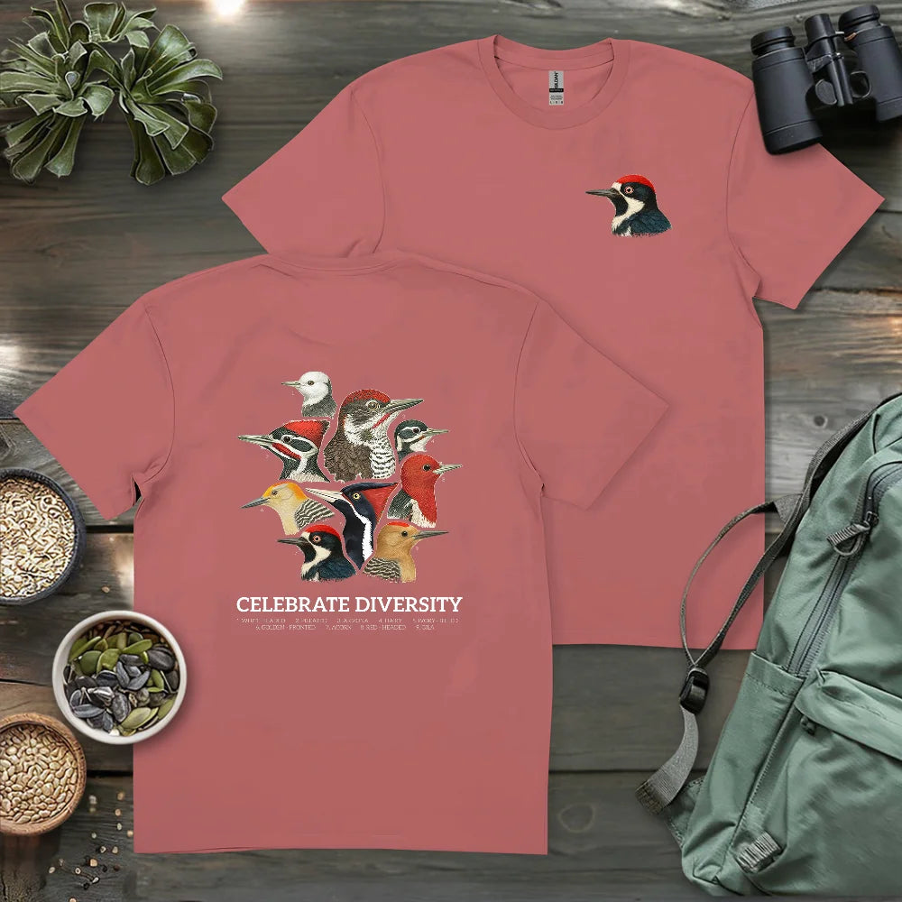 Celebrate Diversity Of Woodpeckers 2 Side T-shirt