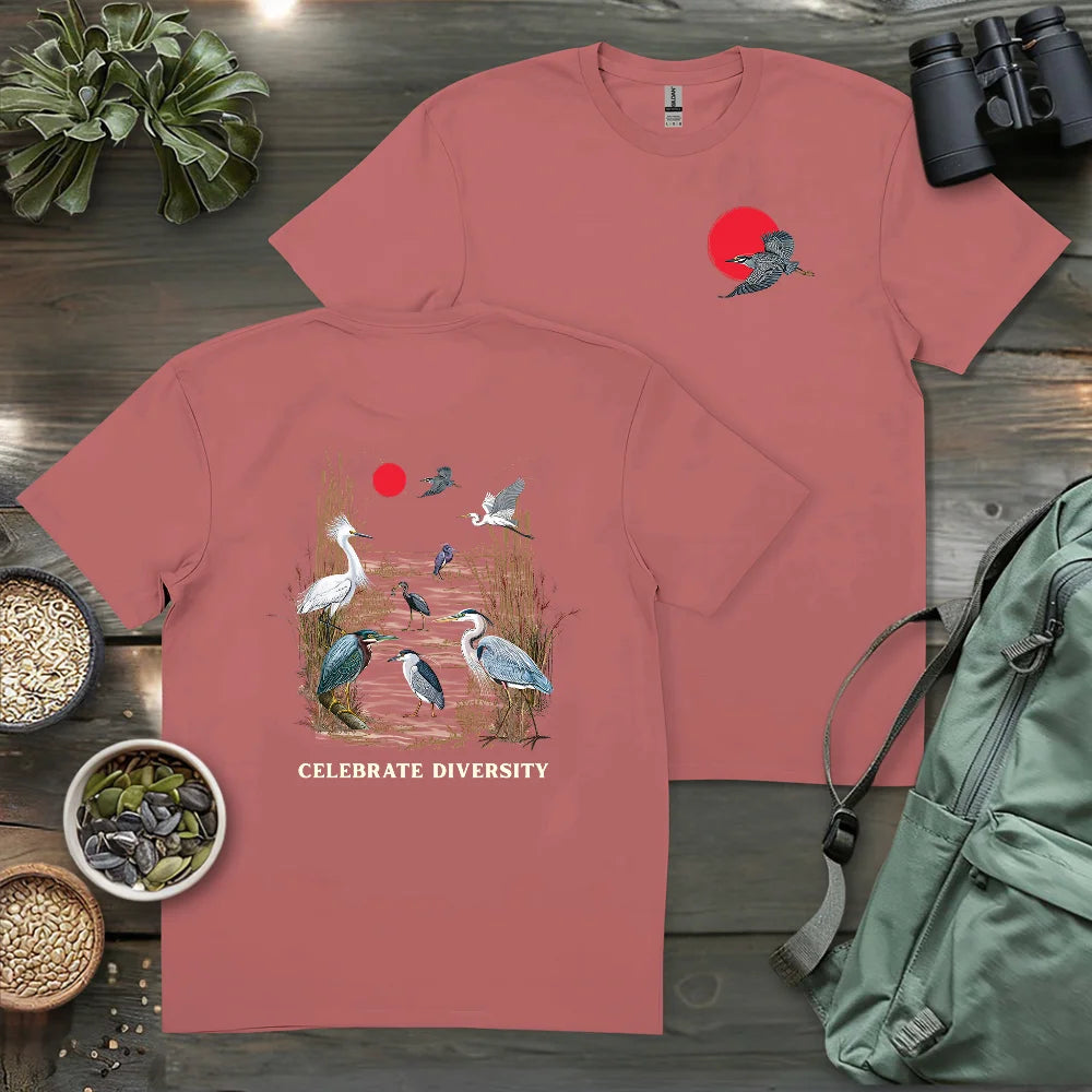 Celebrate Heron Diversity 2 Side T-shirt