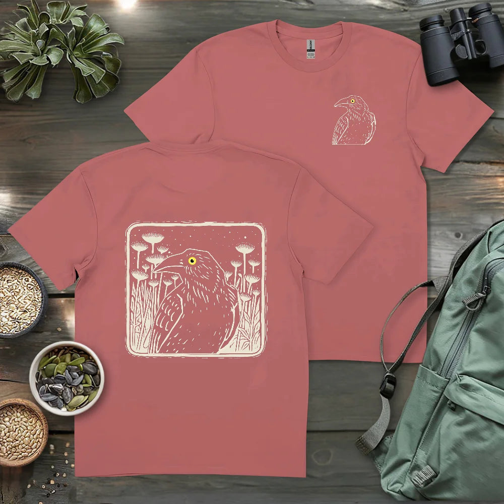 Floral Crow Silhouette 2 Side T-shirt