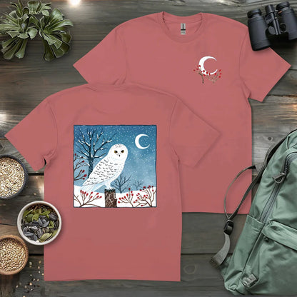 Snowy Owl At Midnight 2 Side T-shirt
