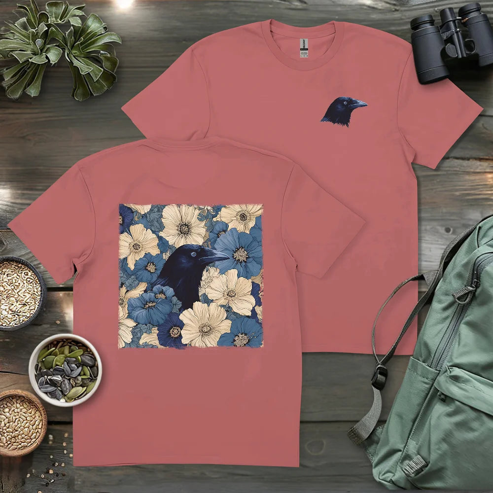 Raven In Flower Field 2 Side T-shirt