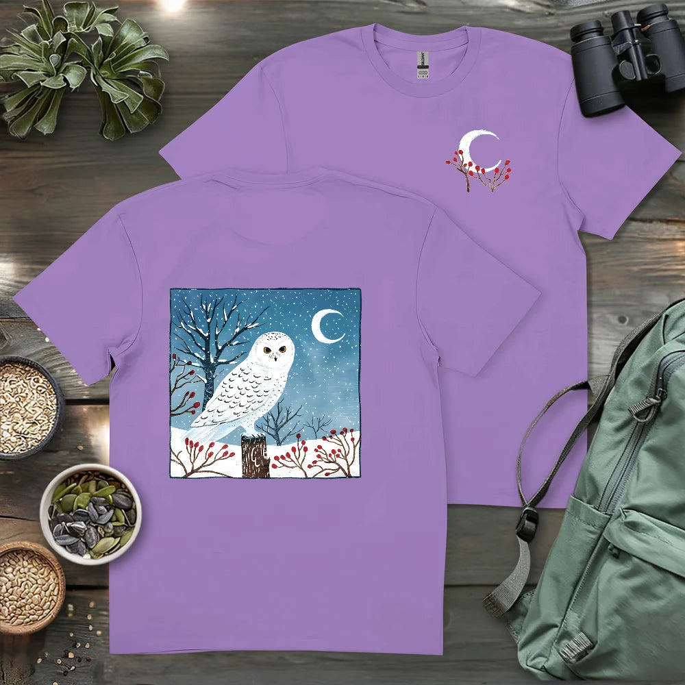 Snowy Owl At Midnight 2 Side T-shirt