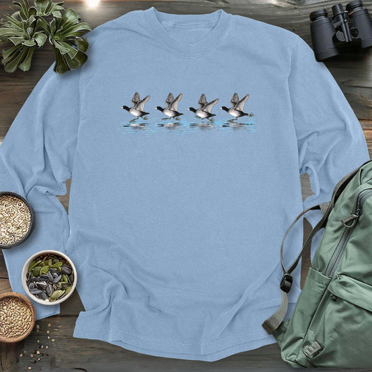 American Coot Running On Water Long Sleeve T-shirt