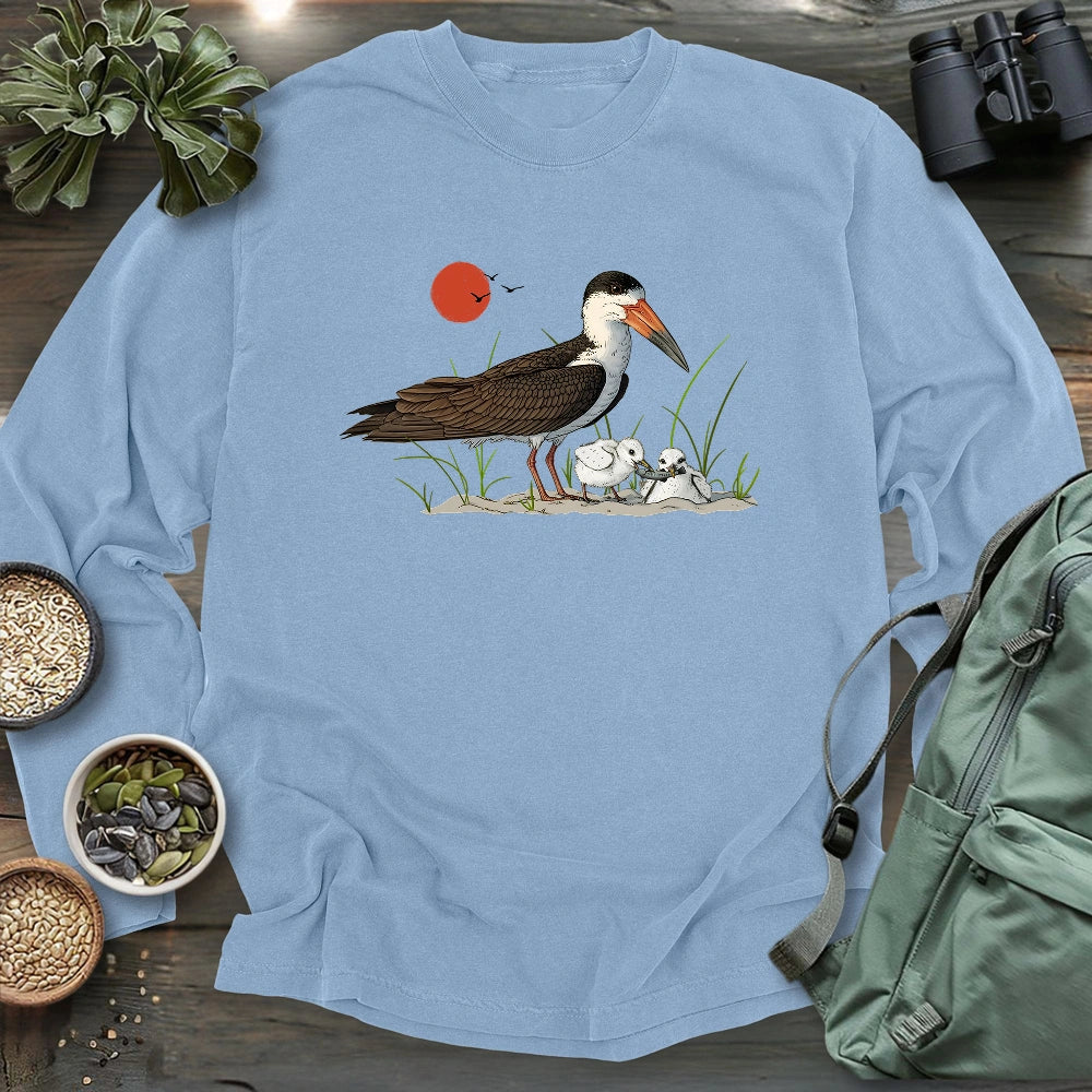 Black Skimmer With Chicks Long Sleeve T-shirt