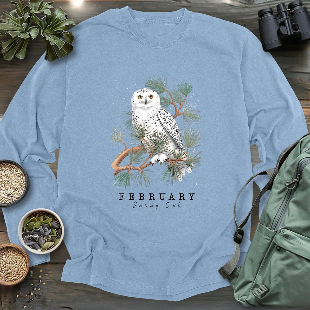 February Snowy Owl Long Sleeve T-shirt