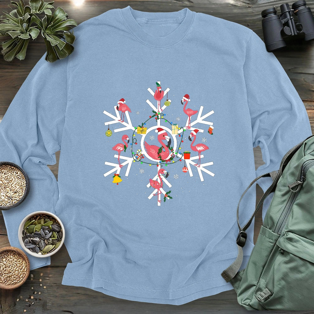 Flamingo Snowflake Long Sleeve T-shirt