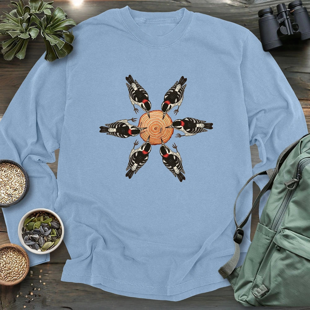 Flower Made Of Woodpeckers Long Sleeve T-shirt