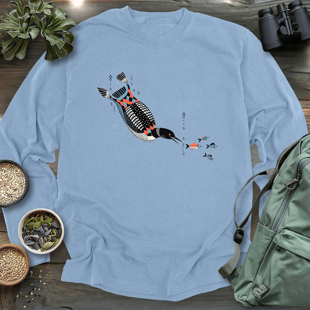 Geometric Loon On The Hunt Long Sleeve T-shirt