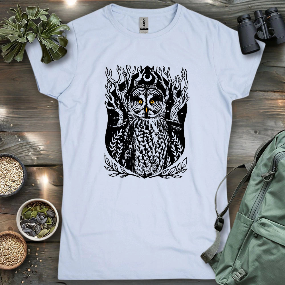 Great Grey Owl Linocut Women's T-shirt