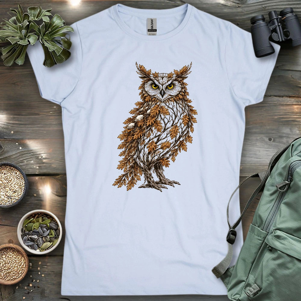 Great Horned Owl Made By Leaves Women's T-shirt