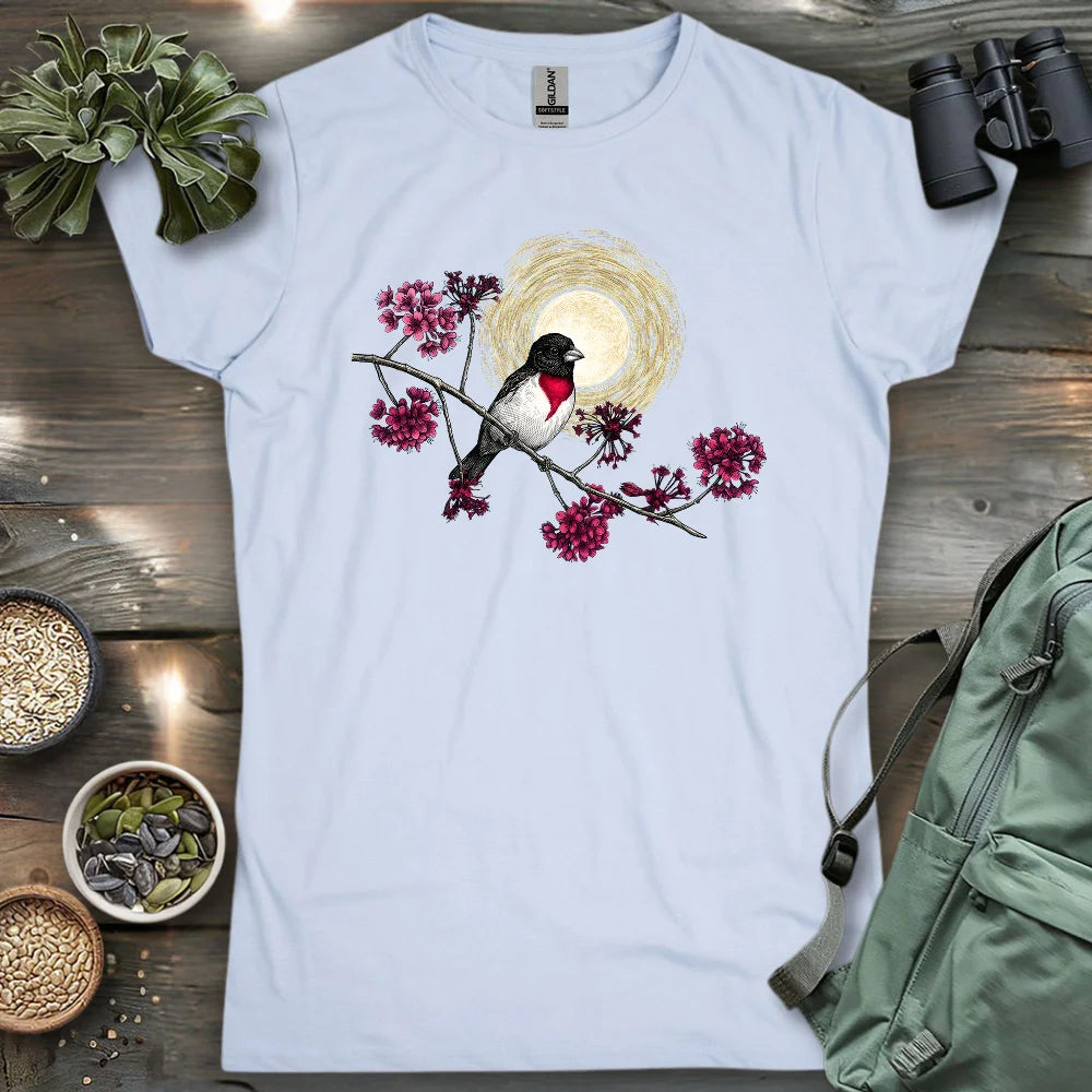 Grosbeak Under Forest's Moonlight Women's T-shirt