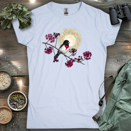 Grosbeak Under Forest's Moonlight Women's T-shirt