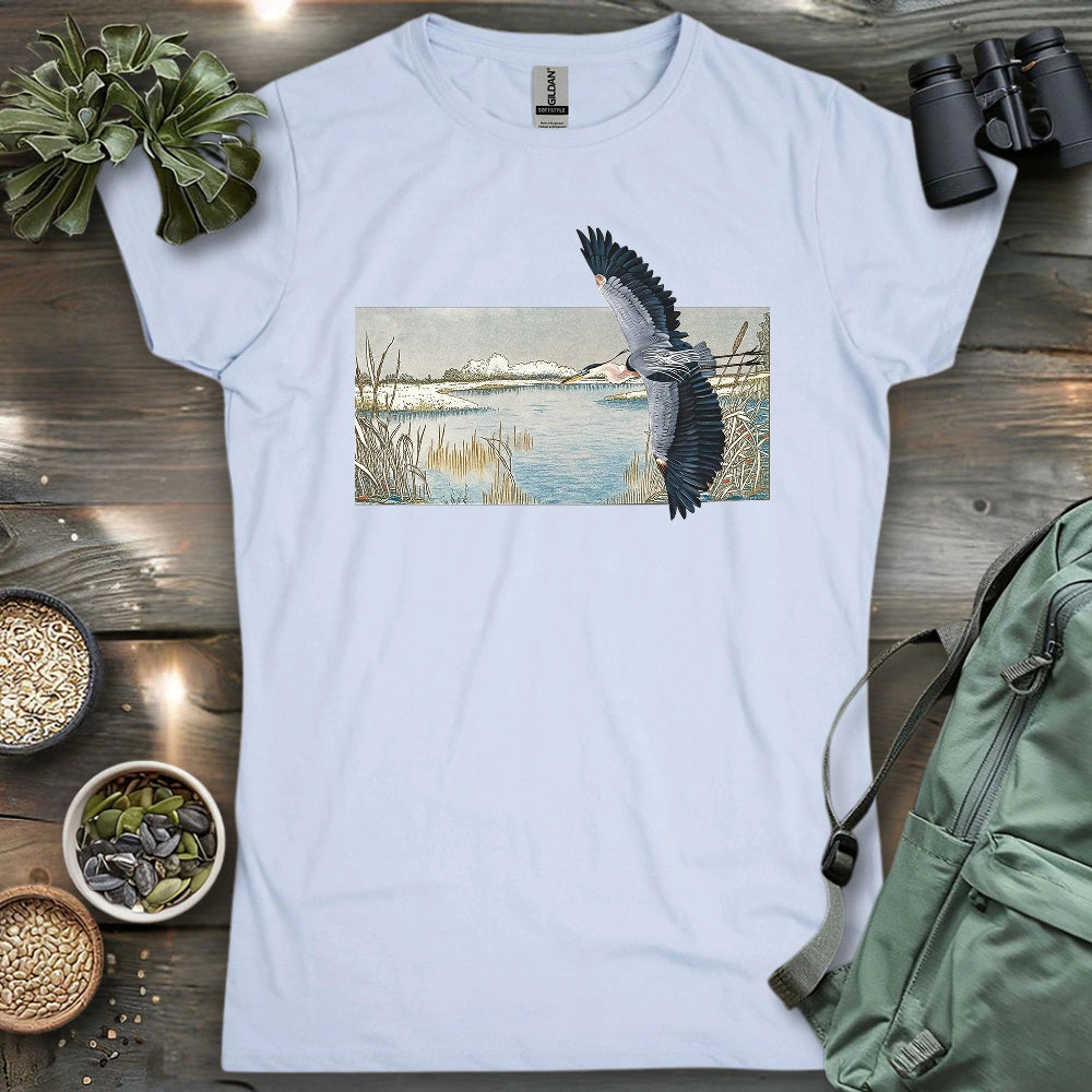 Heron Flying Over Marsh Women's T-shirt