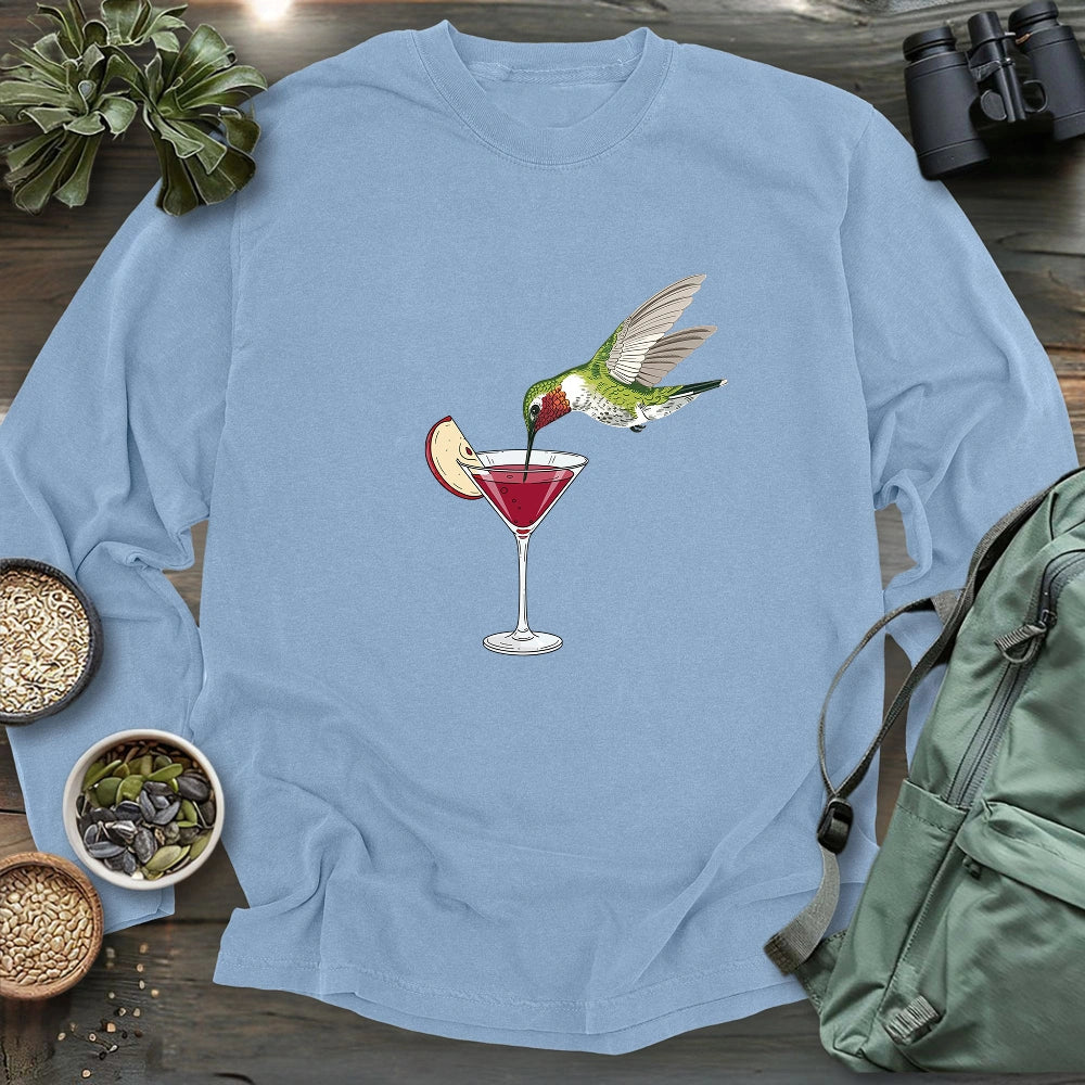 Hummingbird Sipping Cocktail Long Sleeve T-shirt
