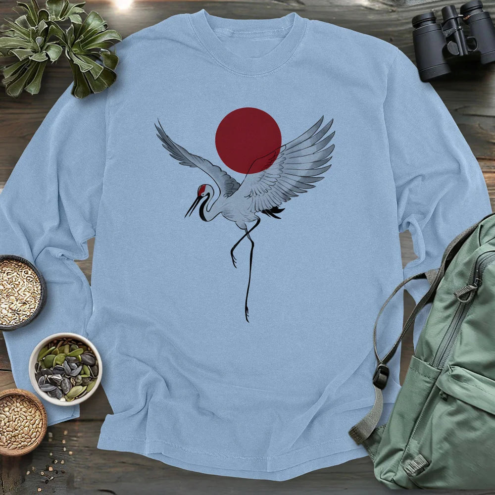 Japan Sun Crane Long Sleeve T-shirt