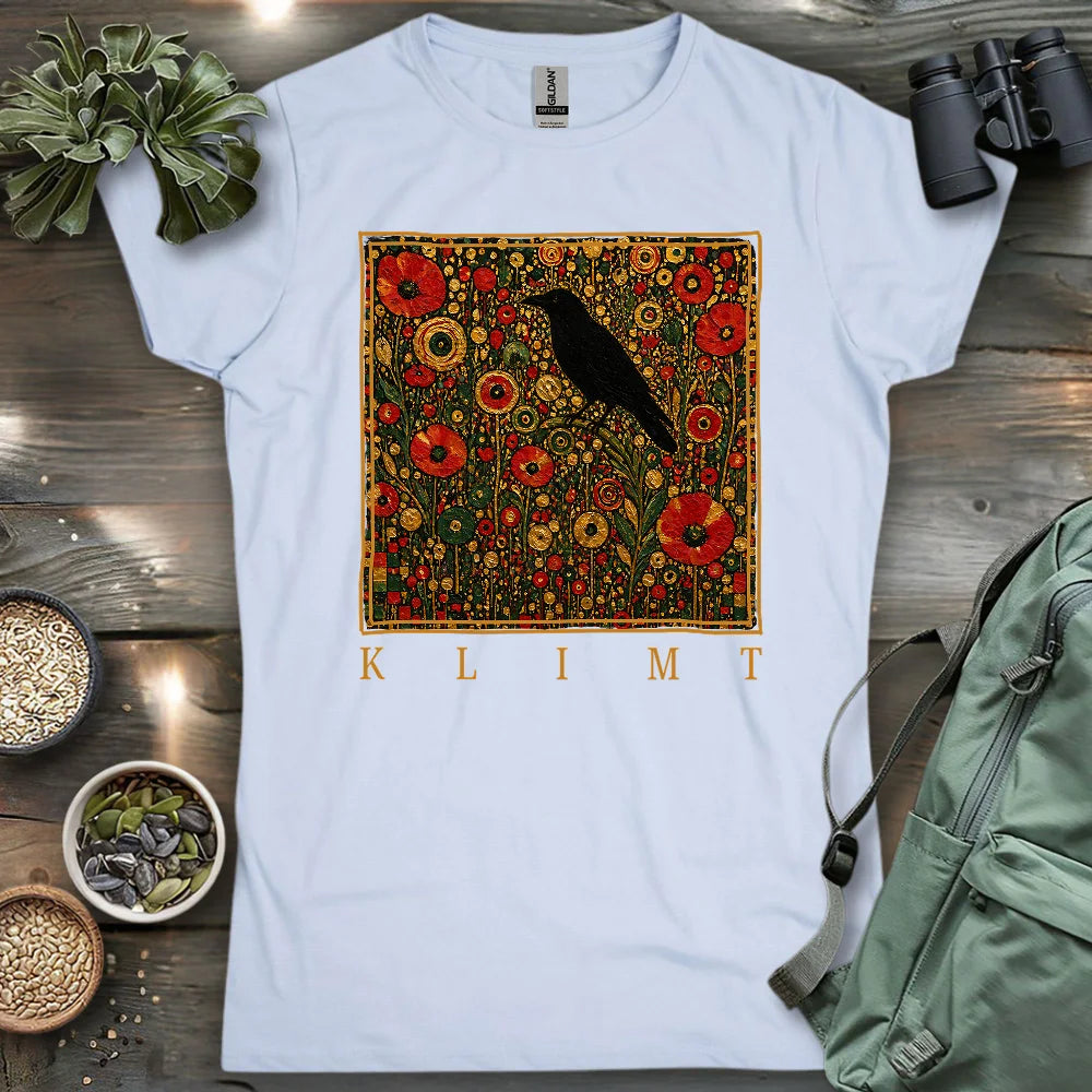 Klimt Raven In Flower Field Women's T-shirt
