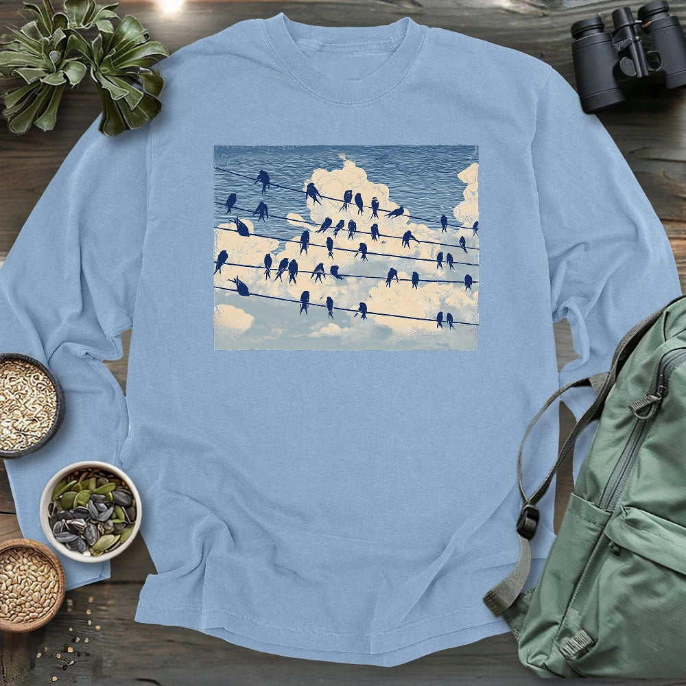 Music Stave On The Sky Long Sleeve T-shirt