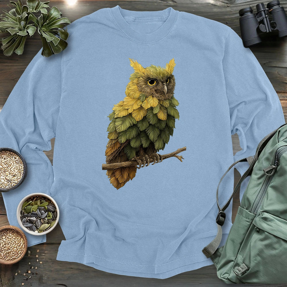 Owl Made By Leaves Long Sleeve T-shirt