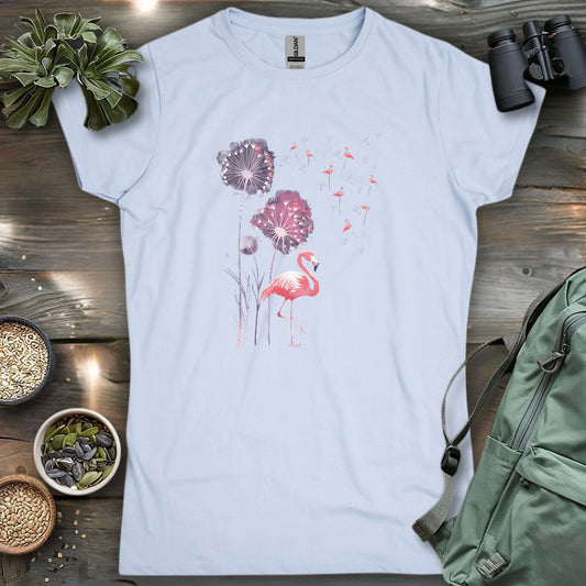 Pink Flamingo Dandelion Women's T-shirt