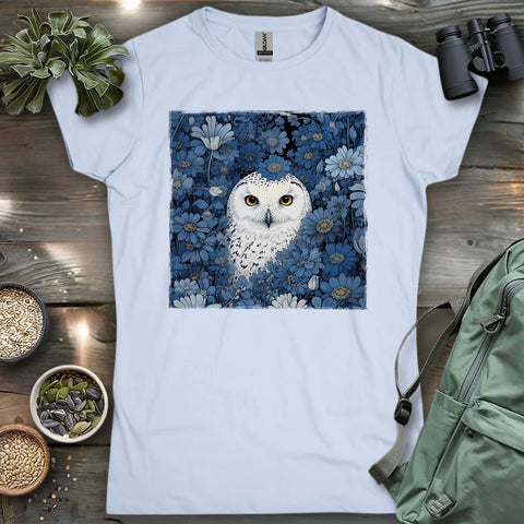 Snowy Owl In Flower Field Women's T-shirt