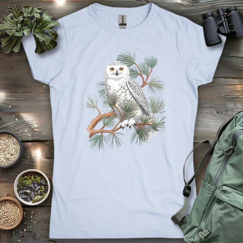 Snowy Owl On Coniferous Tree Women's T-shirt
