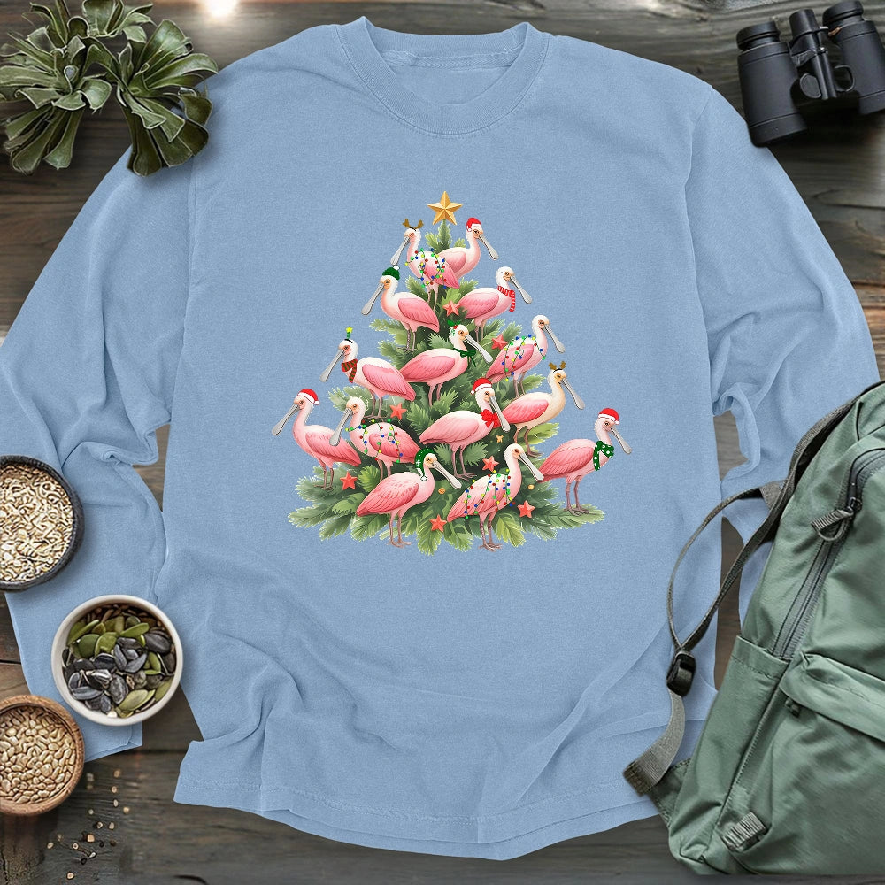 Spoonbill Christmas Tree Long Sleeve T-shirt