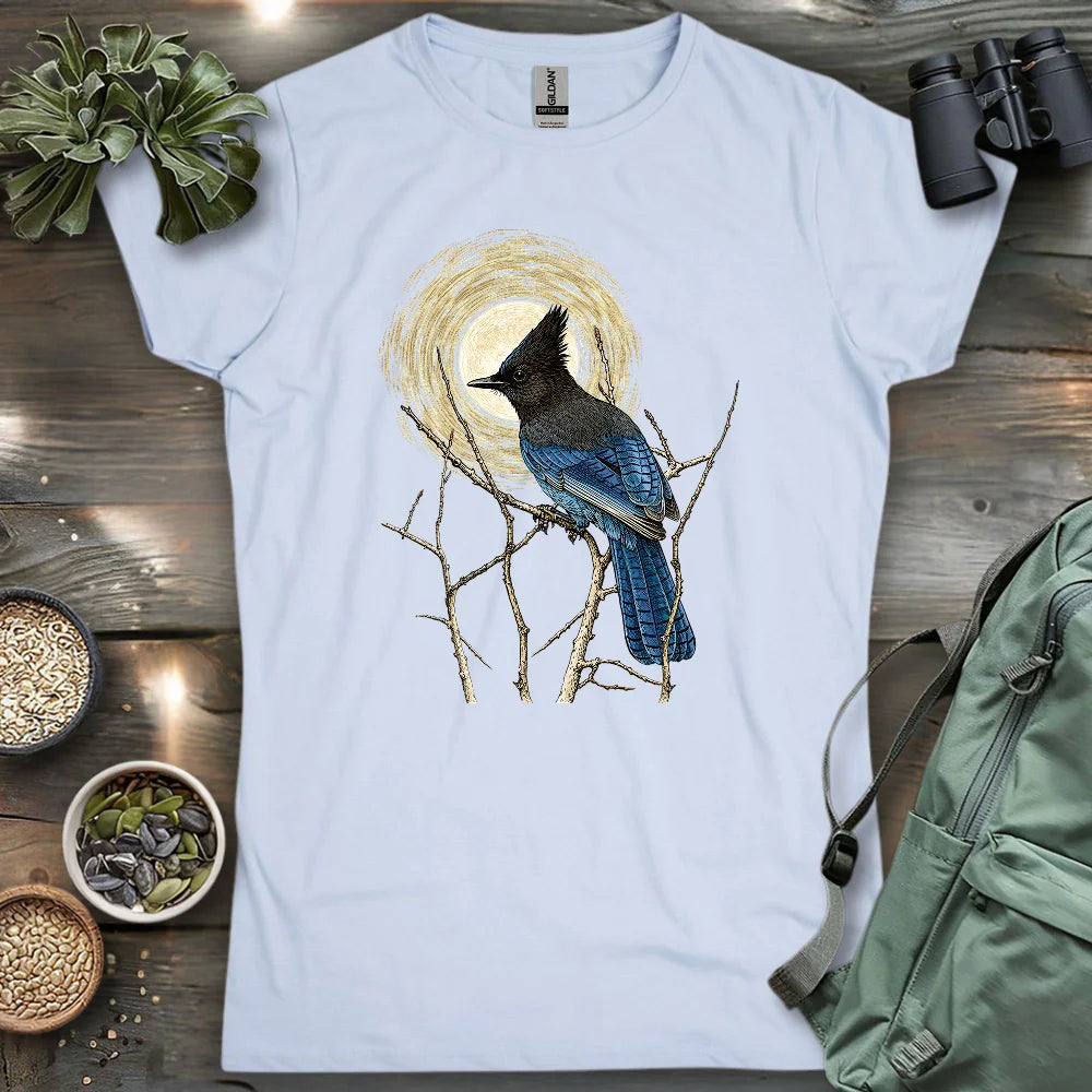 Steller's Jay Under Forest Moonlight Women's T-shirt