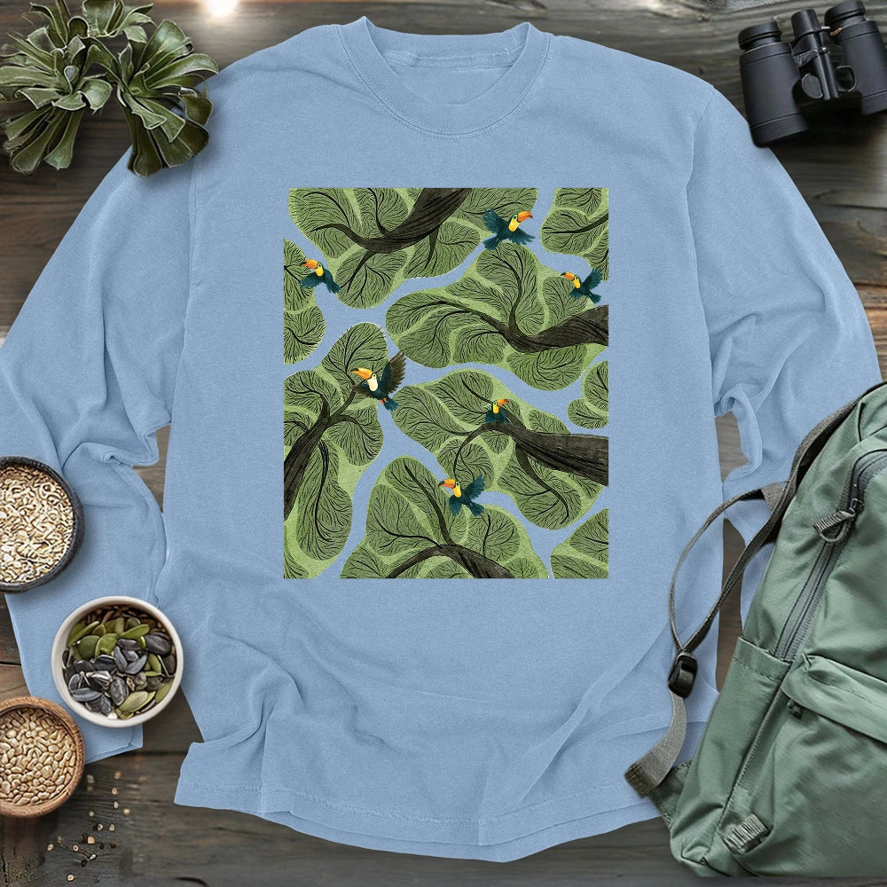 Toucan In Jungle Long Sleeve T-shirt