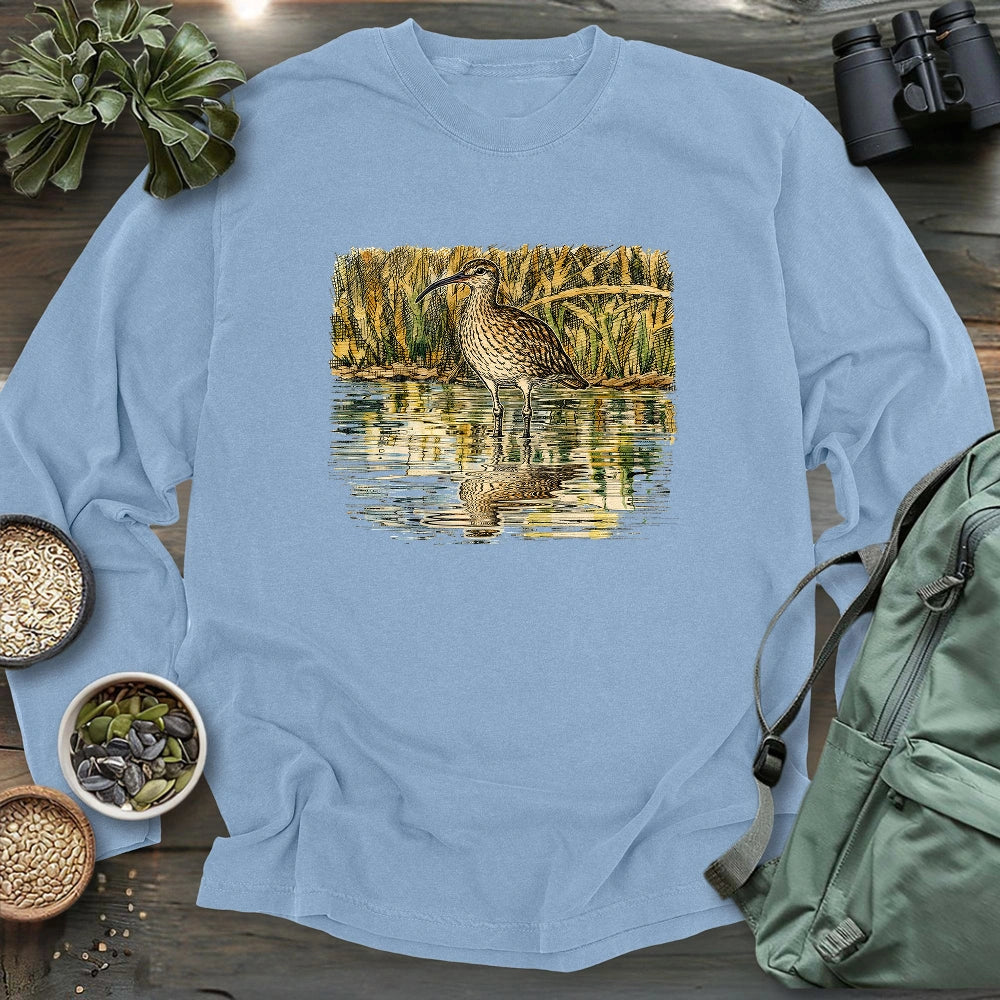 Whimbrel Shadow On Water Long Sleeve T-shirt