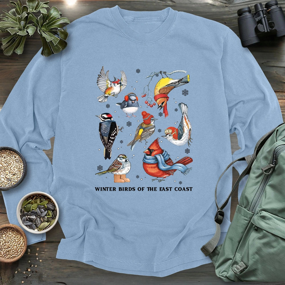 Winter Birds Of East Coast Long Sleeve T-shirt