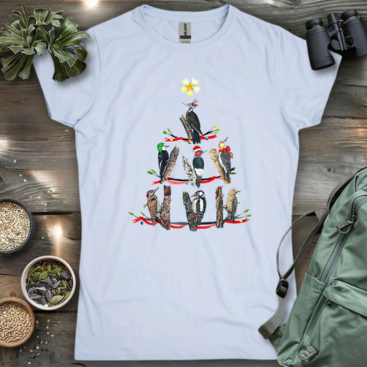 Woodpecker Christmas Tree Women's T-shirt