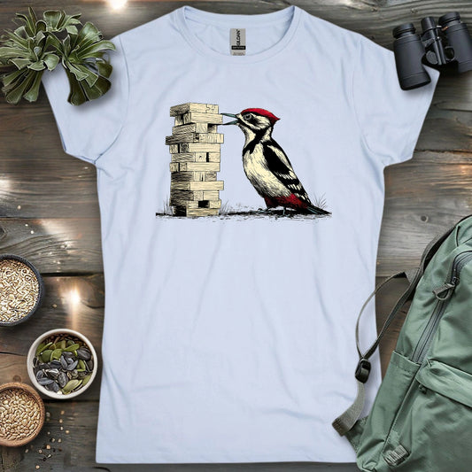 Woodpecker Playing Jenga Women's T-shirt