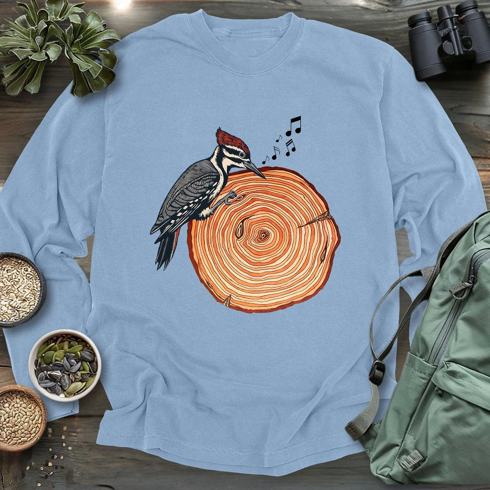 Woodpecker Playing Vinyl Long Sleeve T-shirt
