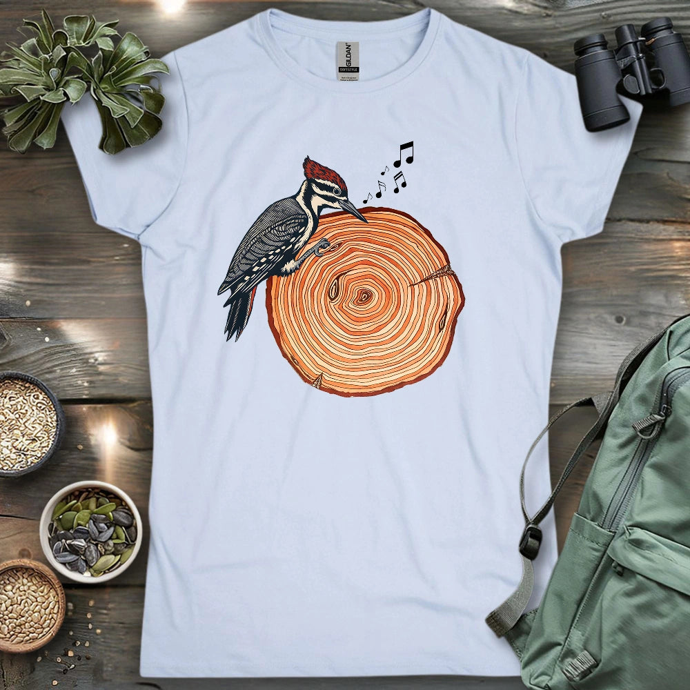 Woodpecker Playing Vinyl Women's T-shirt