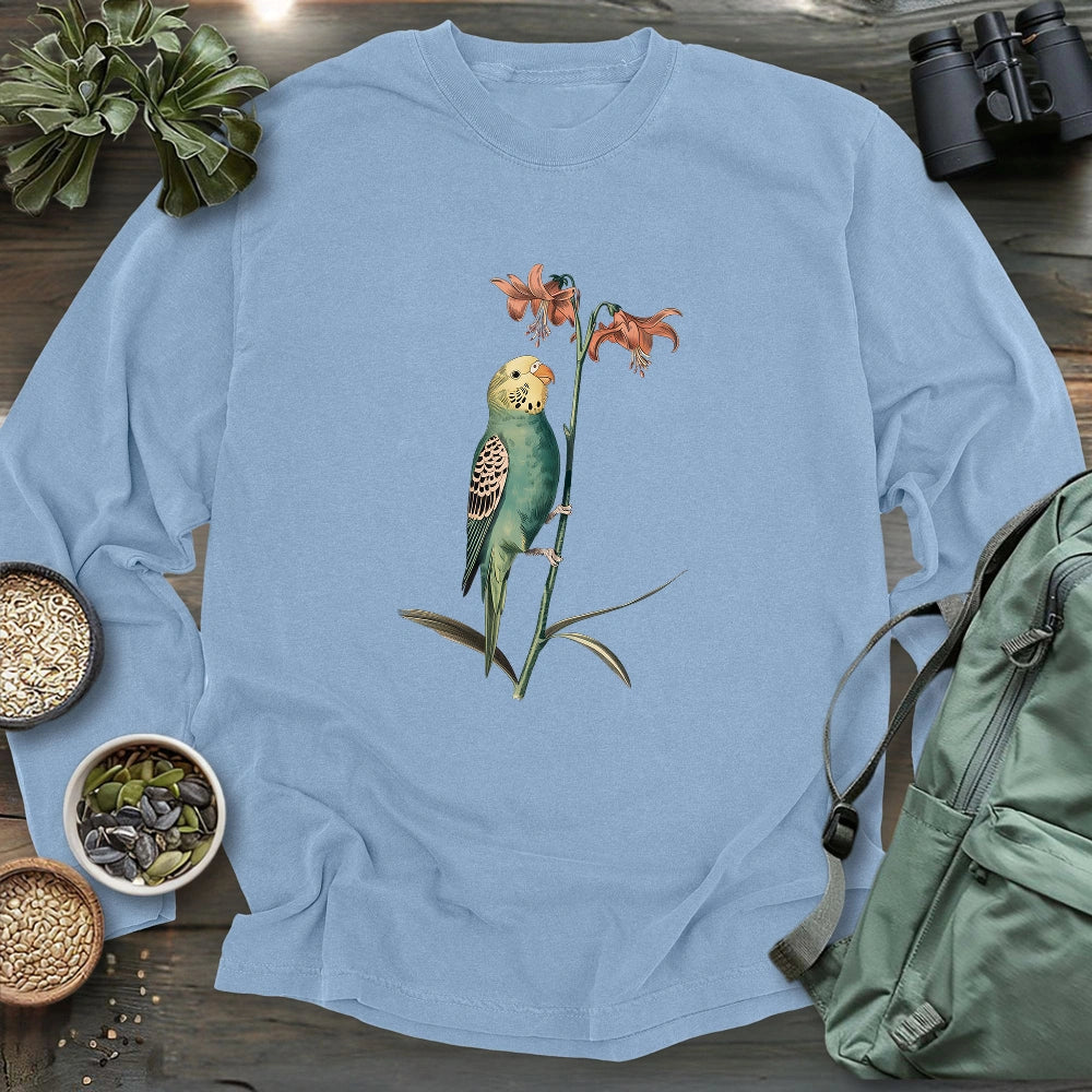 Budgerigar And Lily Long Sleeve T-shirt
