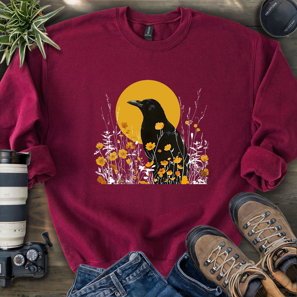 American Crow With Poppies Sweatshirt