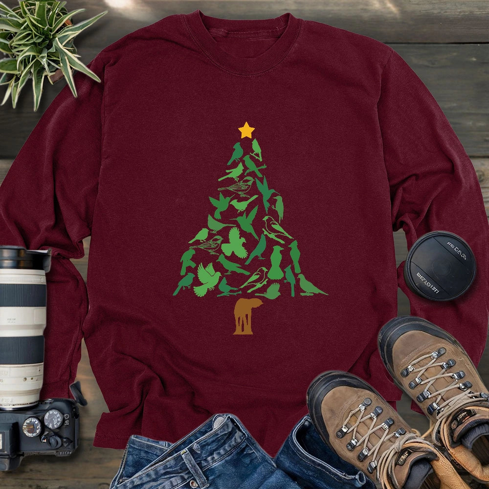 Backyard Birds Christmas Tree Long Sleeve T-shirt