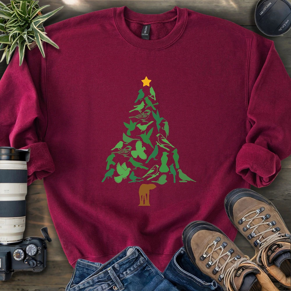 Backyard Birds Christmas Tree Sweatshirt