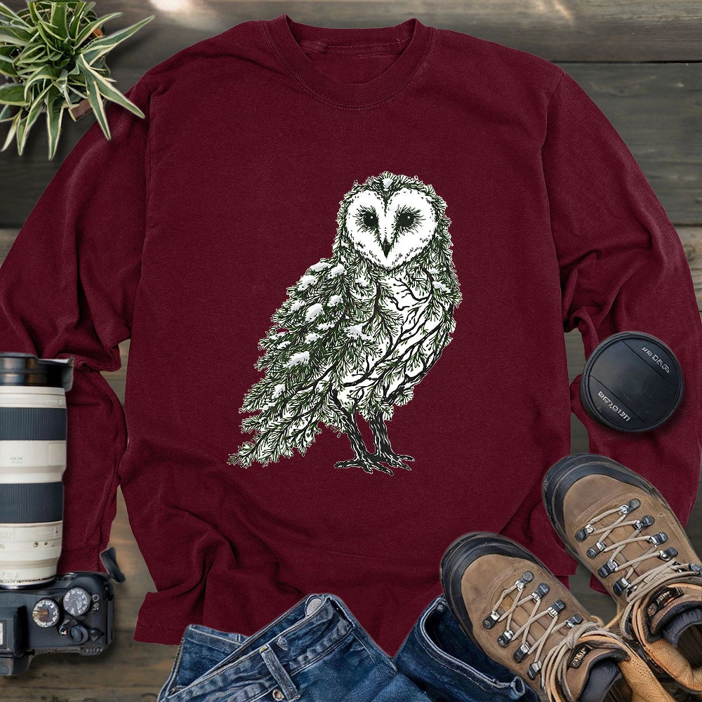 Barn Owl Made By Leaves Long Sleeve T-shirt