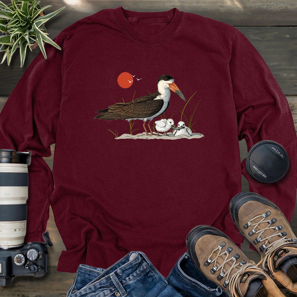 Black Skimmer With Chicks Long Sleeve T-shirt