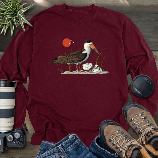 Black Skimmer With Chicks Long Sleeve T-shirt
