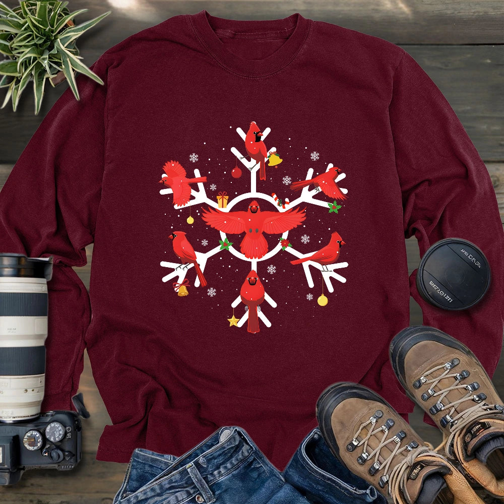 Cardinal Snowflake Long Sleeve T-shirt