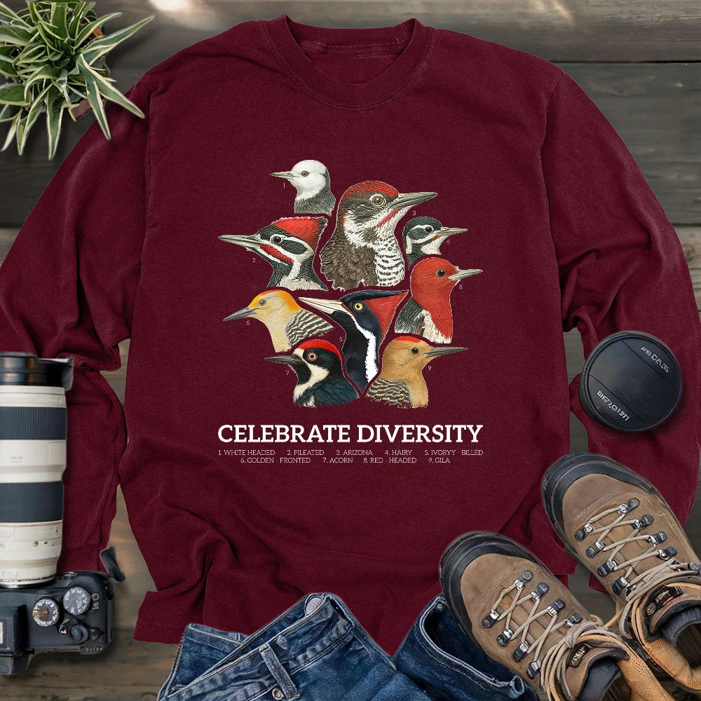 Celebrate Diversity Of Woodpeckers Long Sleeve T-shirt