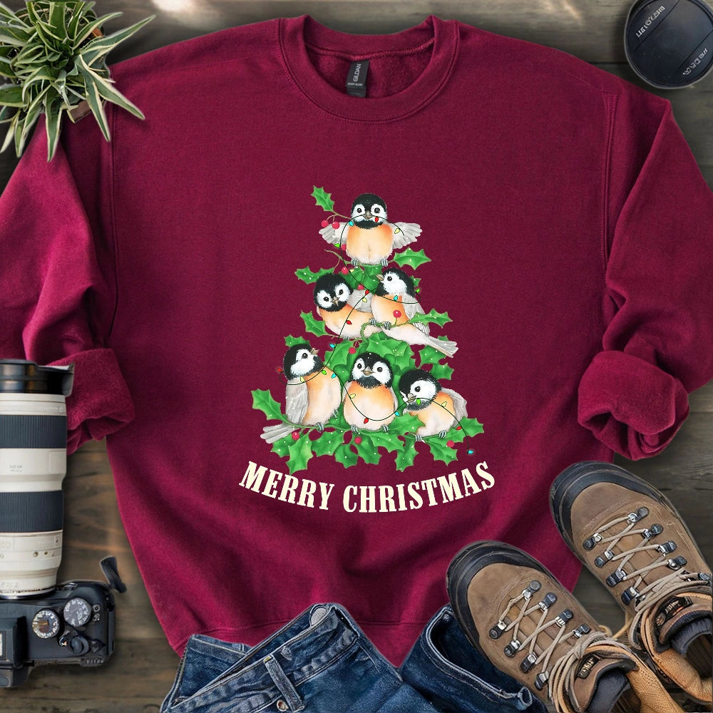 Chickadee Christmas Tree Sweatshirt