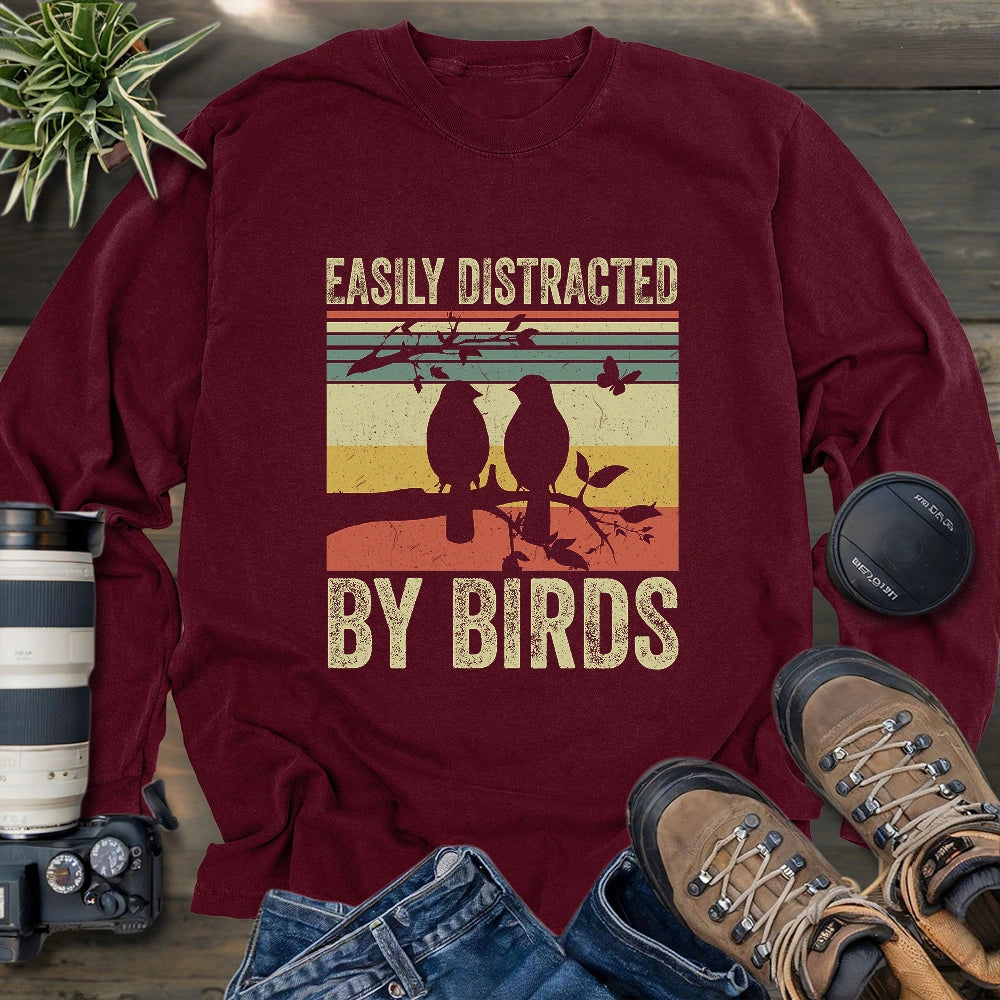 Easily Distracted By Bird Long Sleeve T-shirt