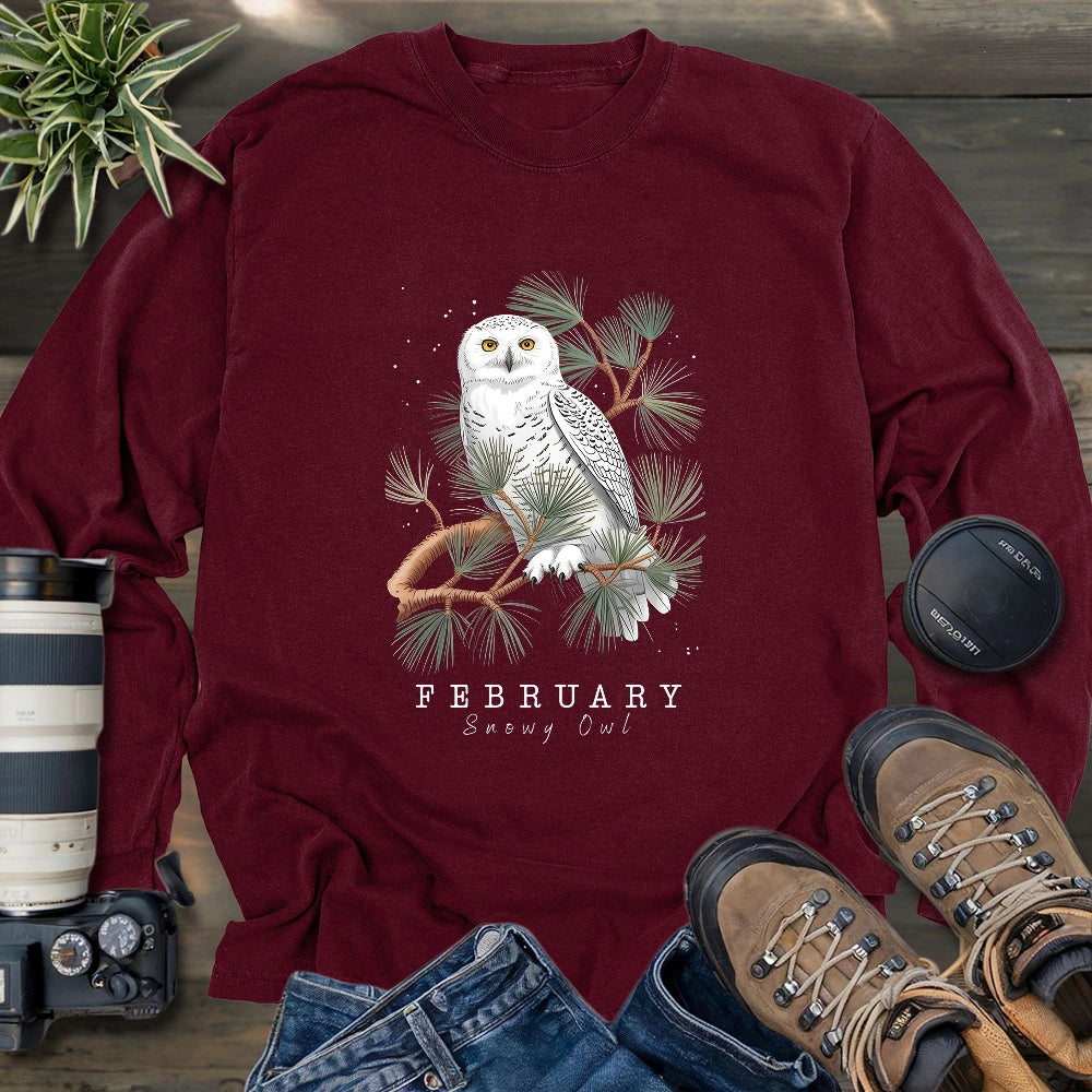 February Snowy Owl Long Sleeve T-shirt