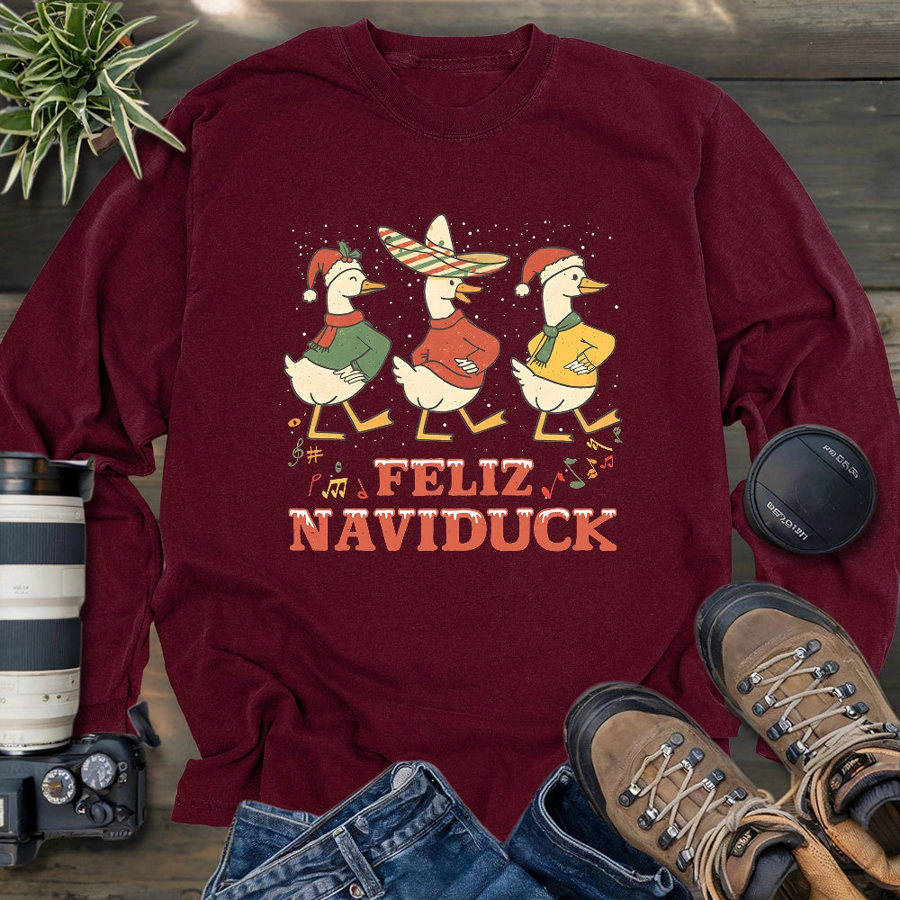 Feliz Naviduck Long Sleeve T-shirt