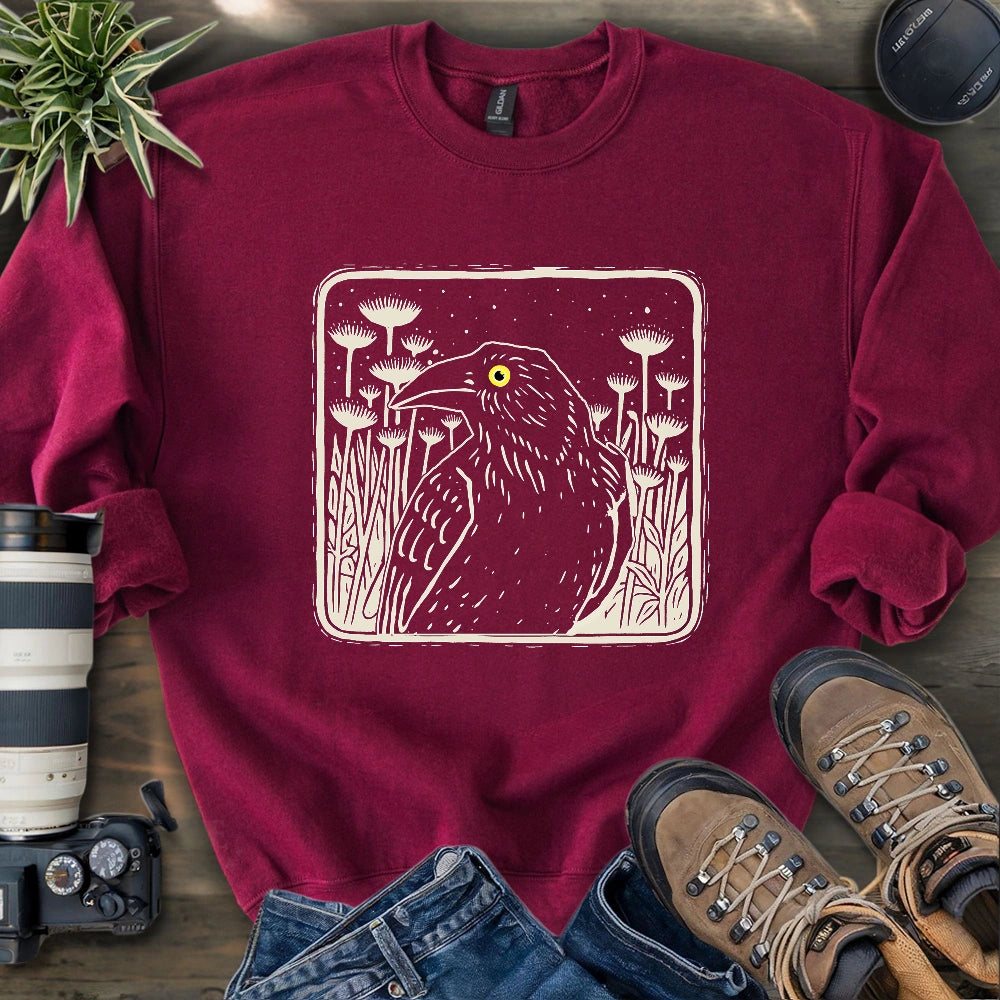 Floral Crow Silhouette Sweatshirt