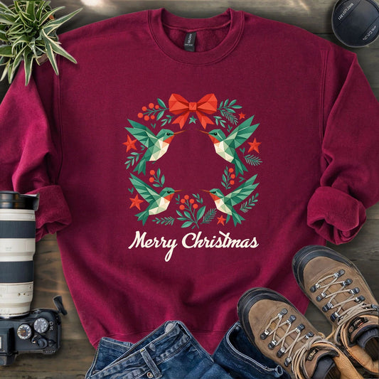 Geometric Hummingbird Wreath Sweatshirt